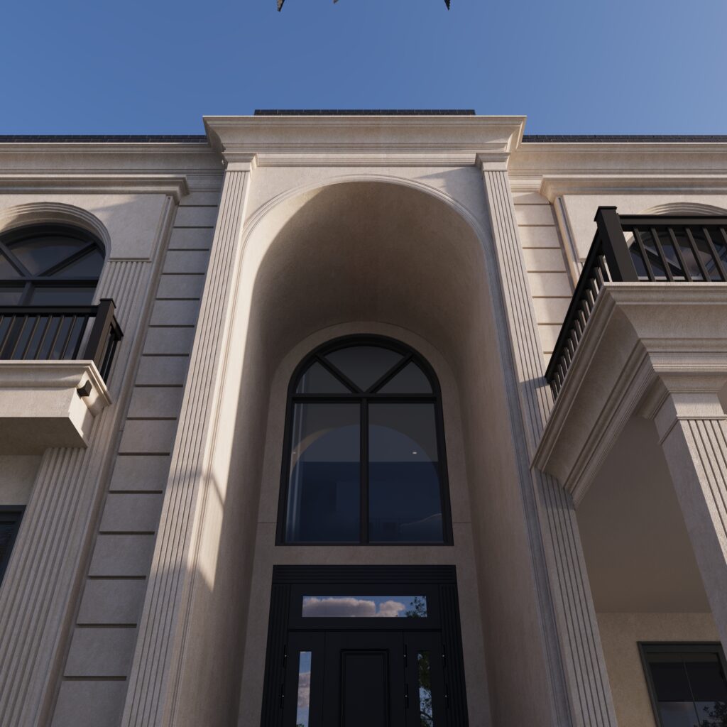 Facade of The Arcadia, a neoclassical luxury villa in Islamabad by ARCHILAD