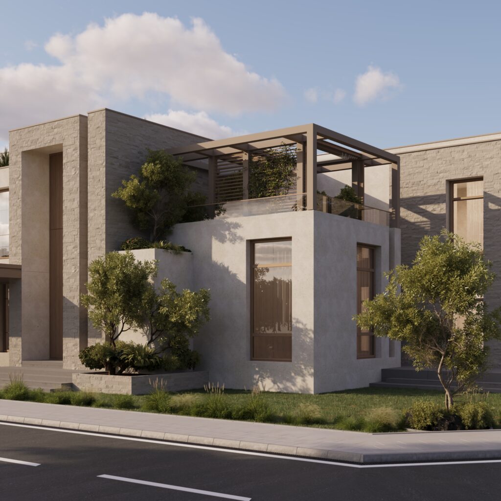 Facade of The Monolith, a cast-concrete residential villa in Islamabad by ARCHILAD